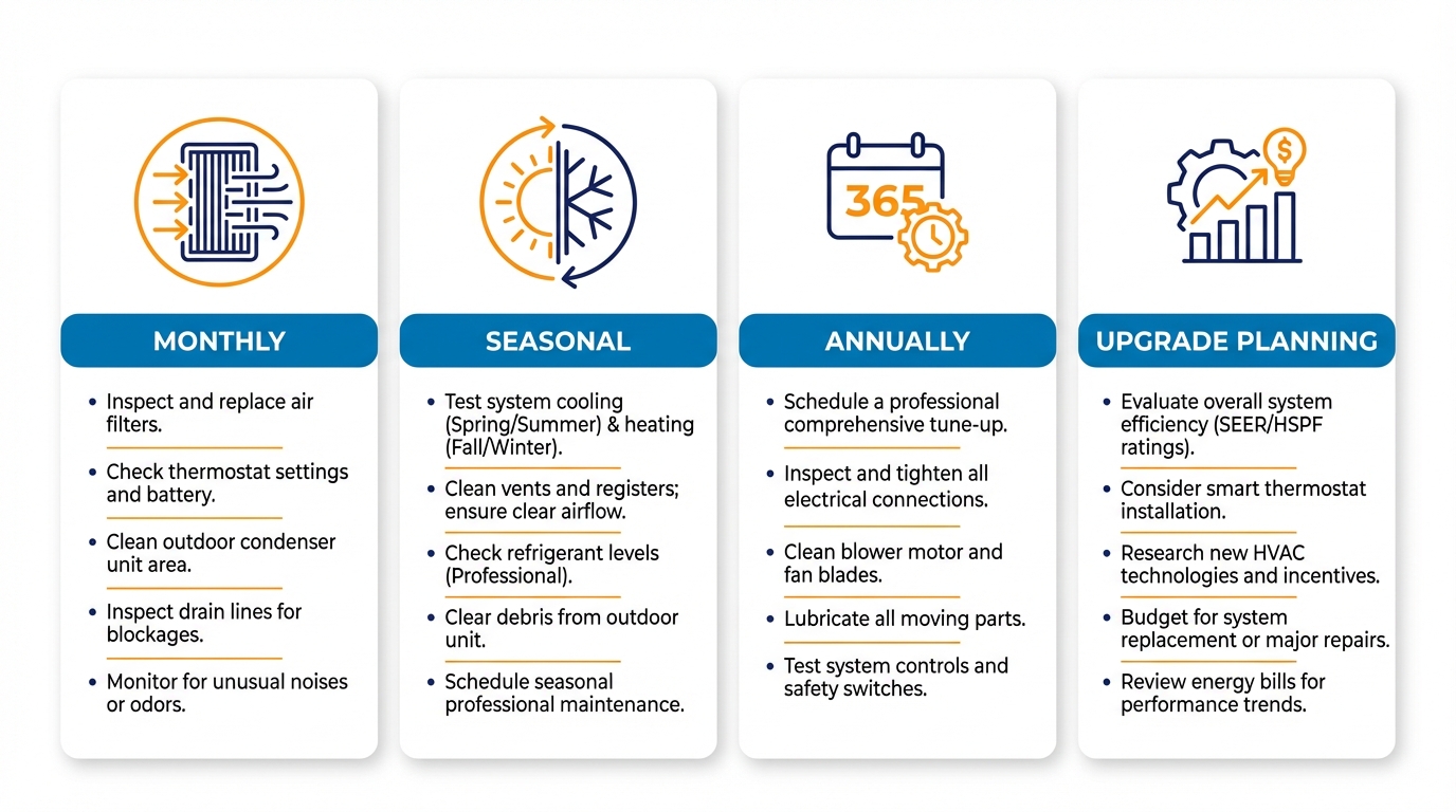 Practical HVAC efficiency checklist for Dallas homeowners with seasonal maintenance tasks
