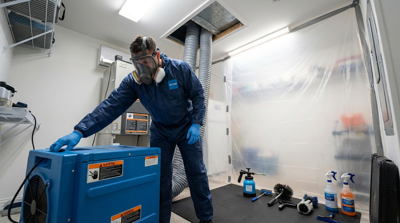 Professional mold removal process from air ducts in Dallas TX