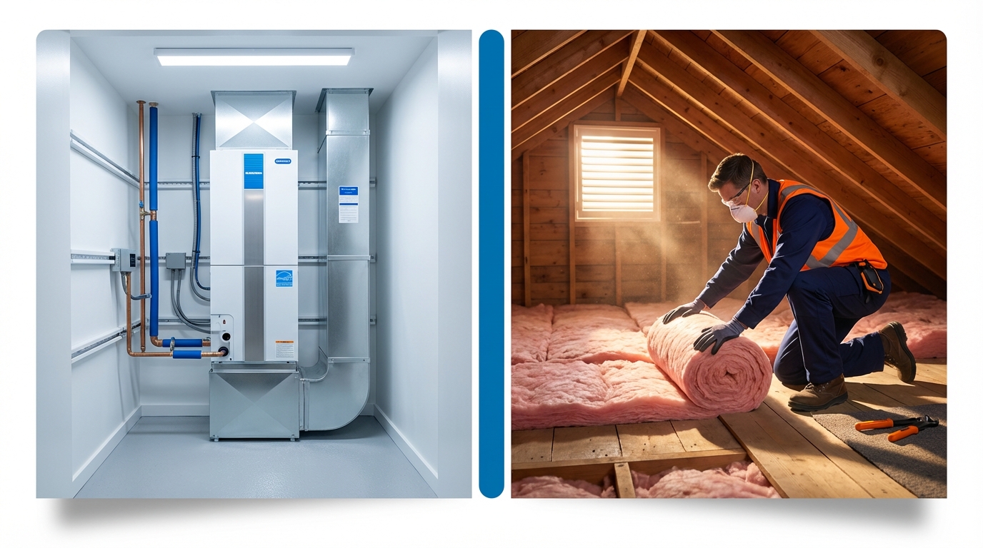 Dallas homeowner evaluating whether to replace HVAC system or improve insulation first