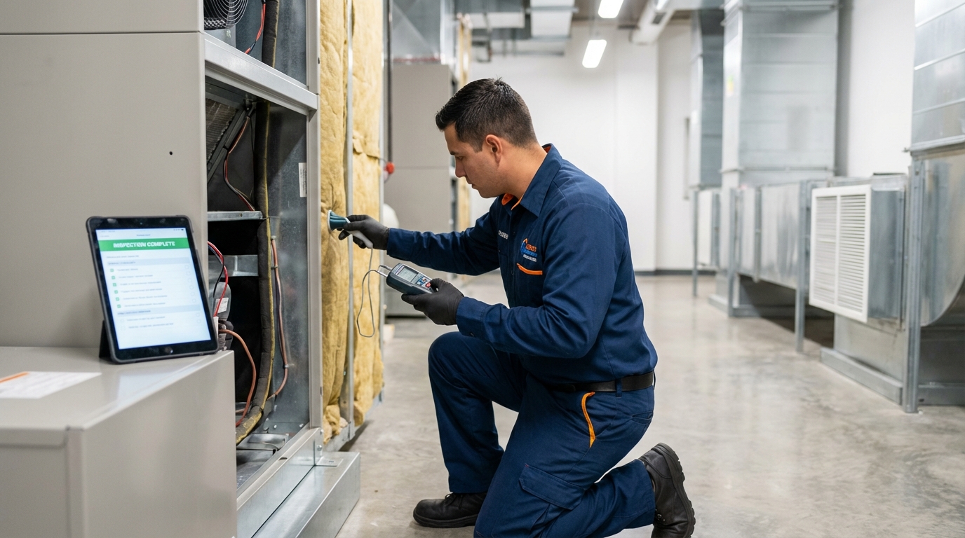 Dallas commercial building manager scheduling a professional air duct mold inspection